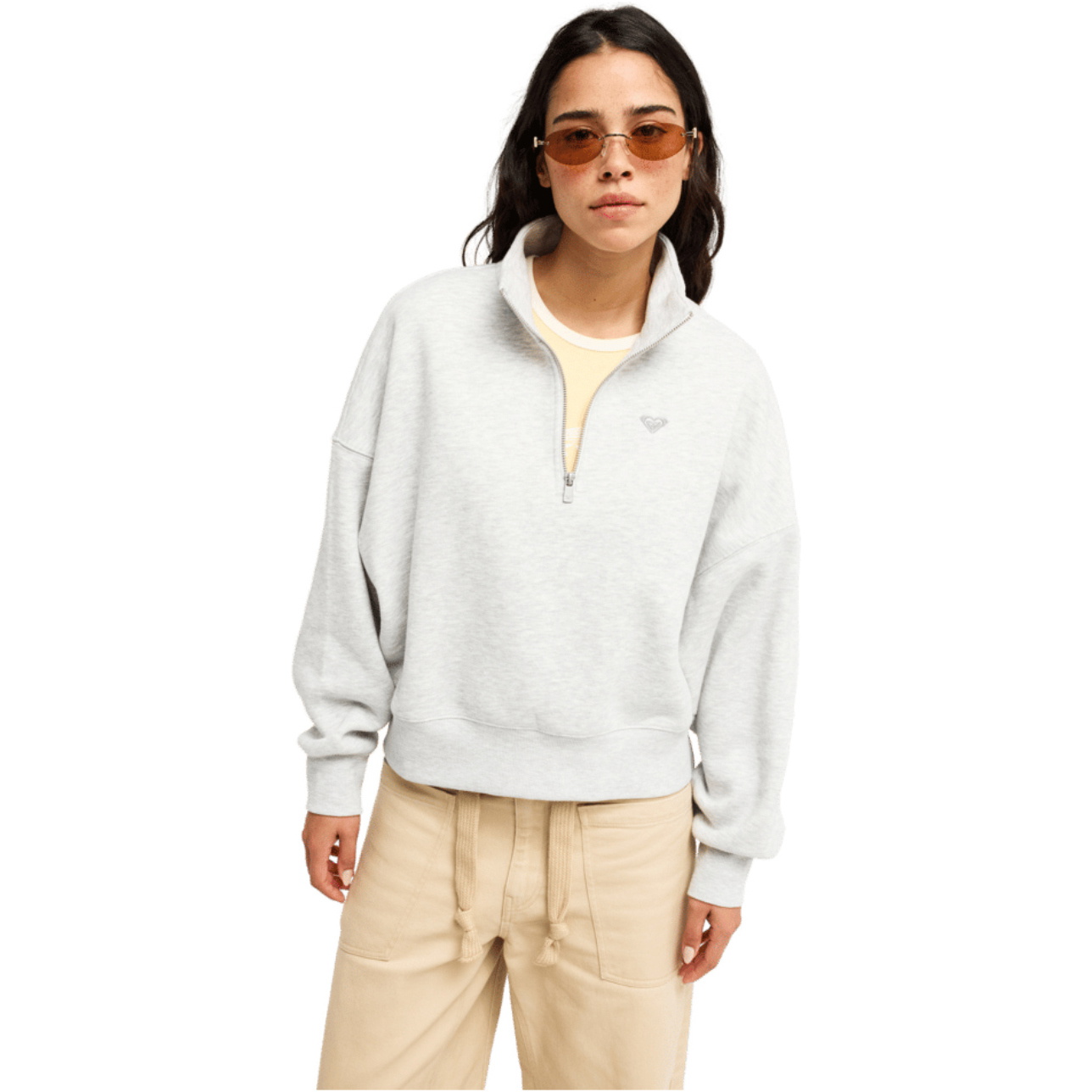 2026 Roxy Womens Everfree High Collar Sweatshirt ERJFT05137 - Light Grey Heather